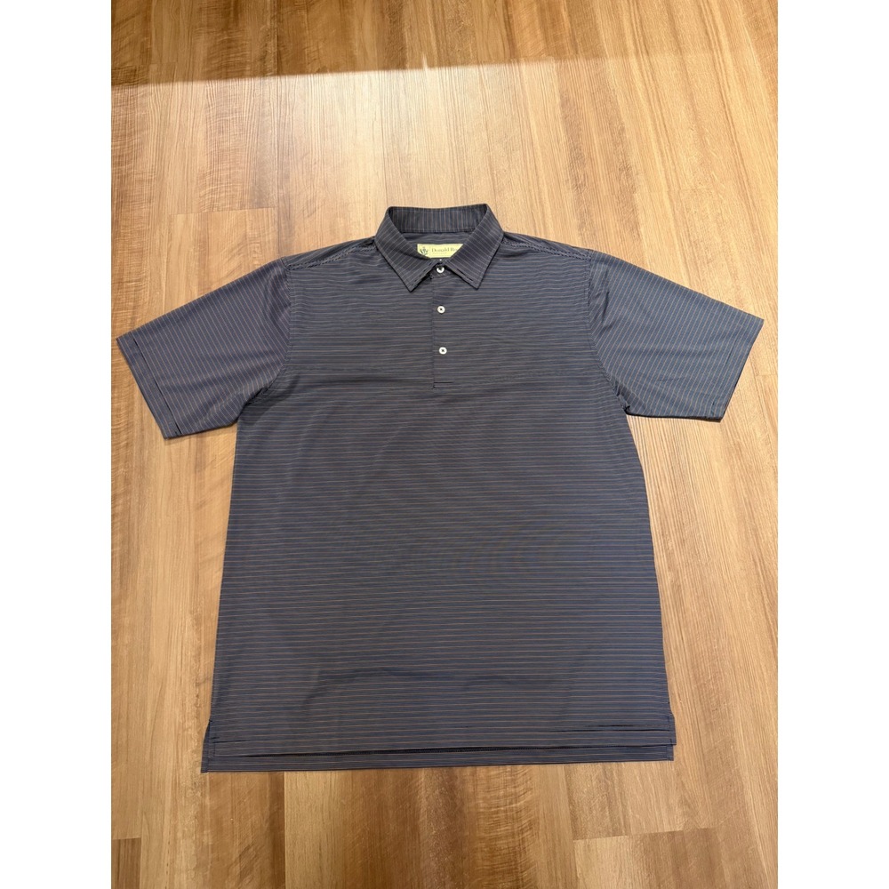 Donald Ross Polo Shirt Mens M Blue Striped Short Sleeve Golf Performance Stretch